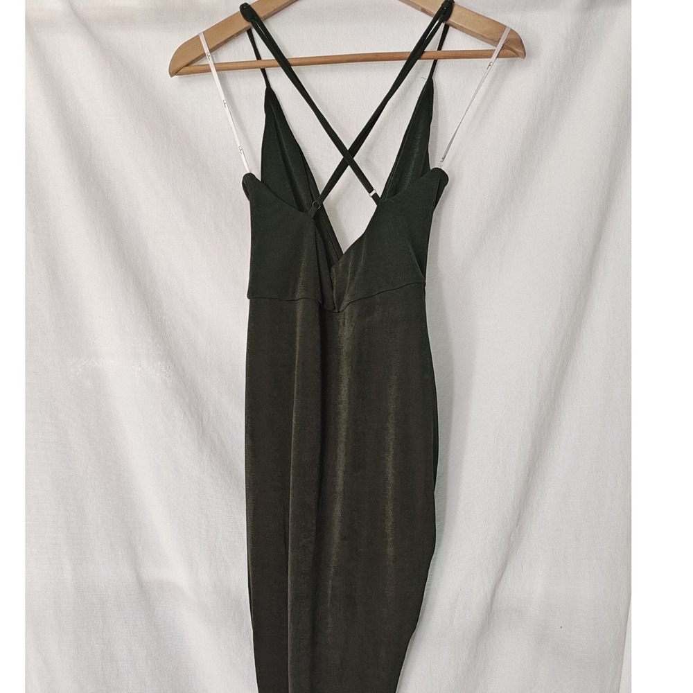 Lulus Dreamy Date Green Surplice Midi Dress Tulip Wrap Drape Strappy Small S - Picture 4 of 12